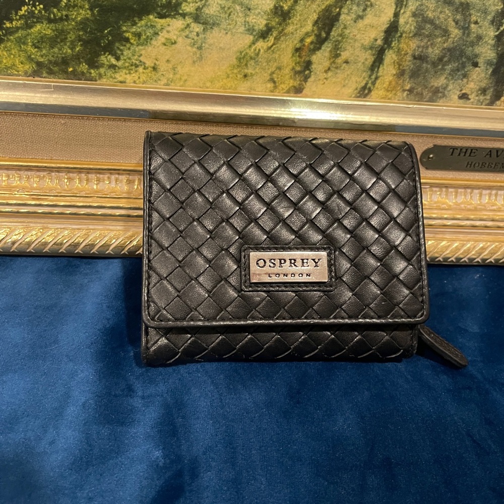 Black woven leather wallet